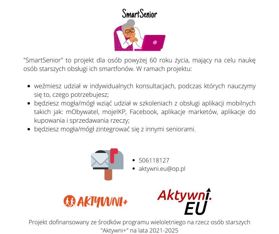 SmartSenior -  zajęcia z obsługi smartfonów dla seniorów